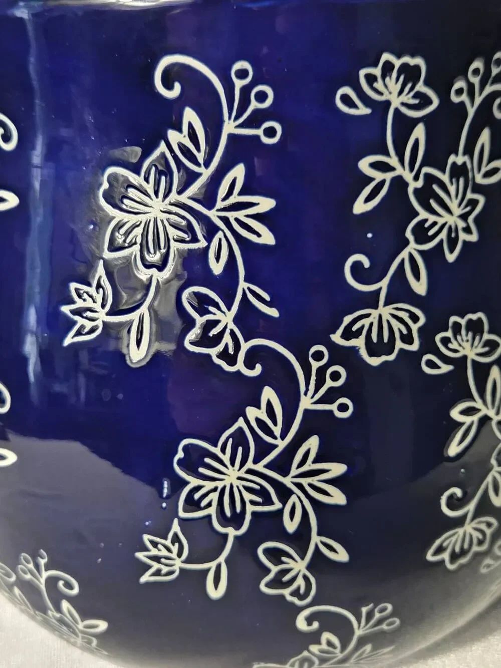 Temp-tations By Tara Blue Floral Lace Ceramic Utensil Crock Soup Pot - Picture 6 of 6